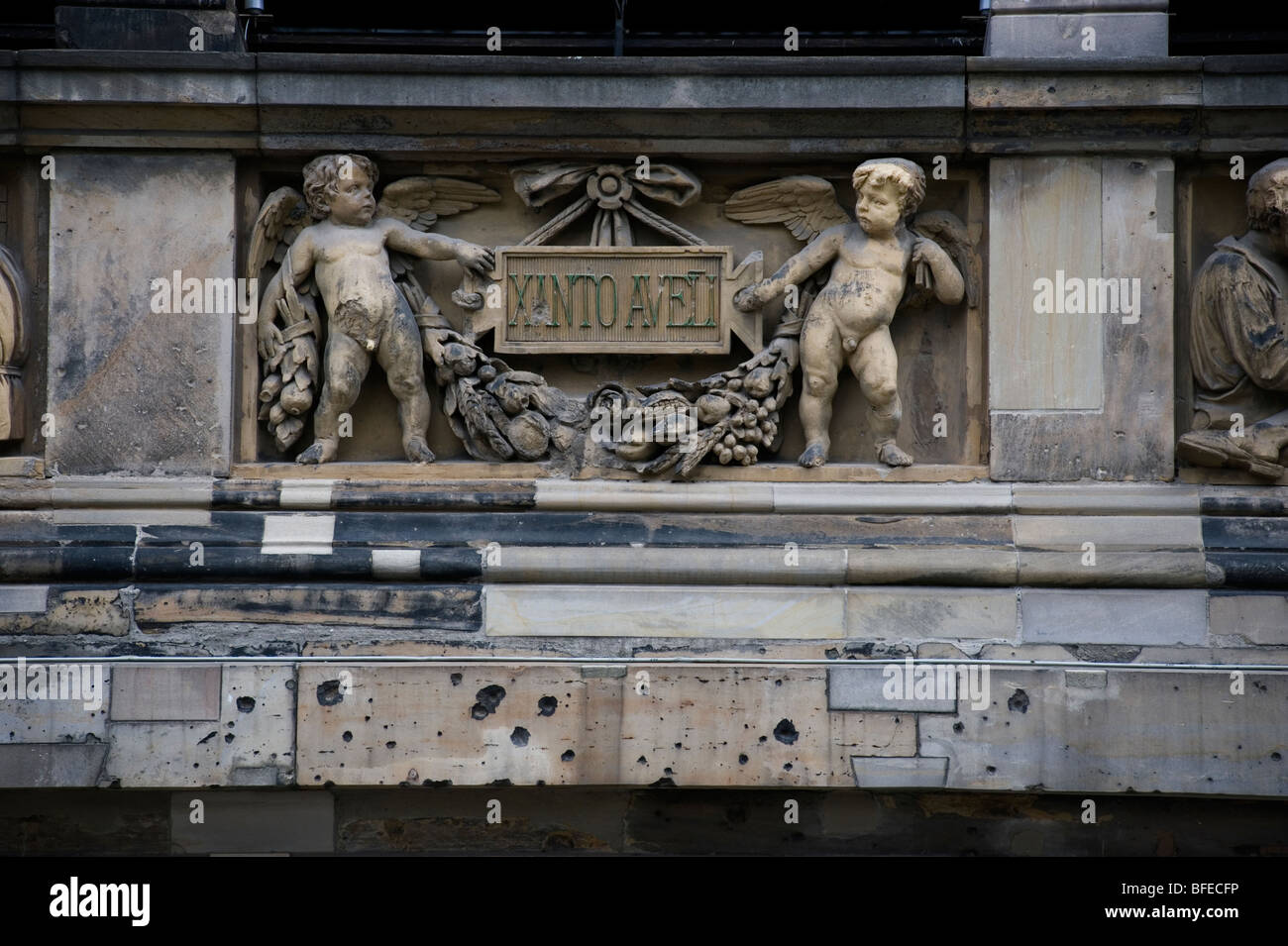 Berlin wall,bullet holes,Martin-Gropius-Bau, Stock Photo