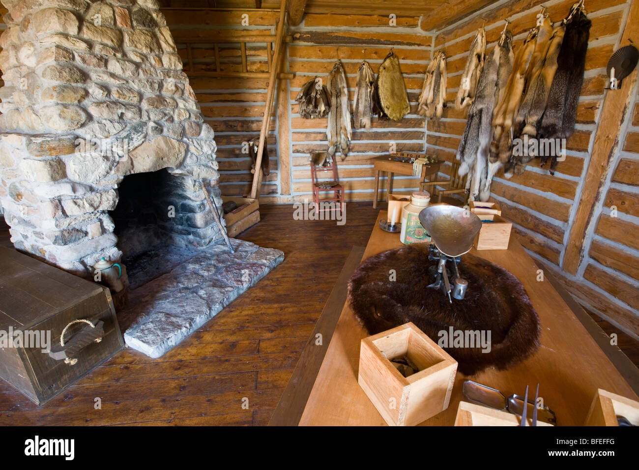 Interior of the Master's House at the Last Mountain House Provincial Park, Regina, Saskatchewan, Canada Stock Photo