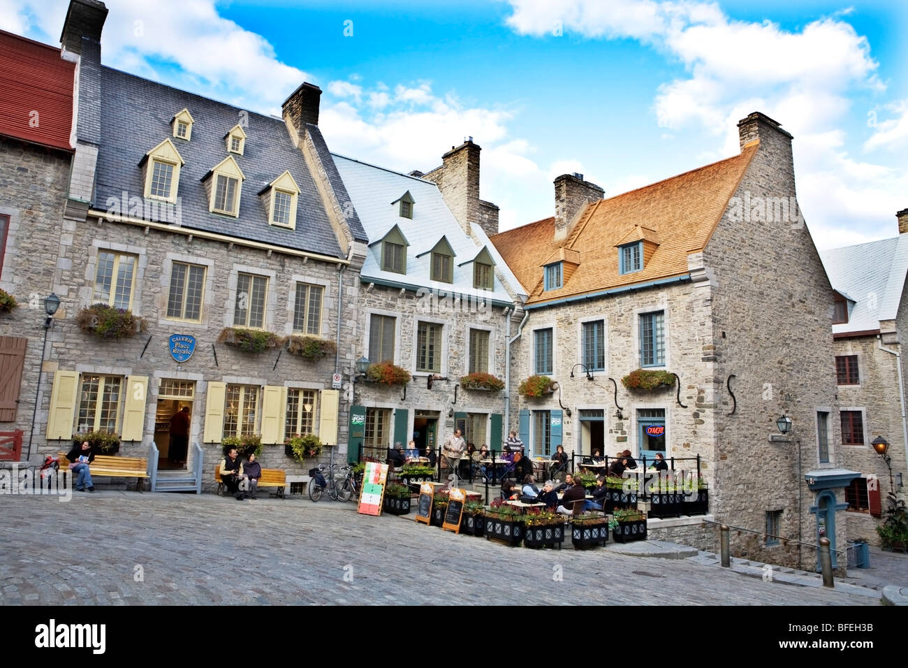 Place Royale in historic Old Quebec where Samuel de Champlain founded Quebec in 1608, Quebec City, Quebec, Canada Stock Photo