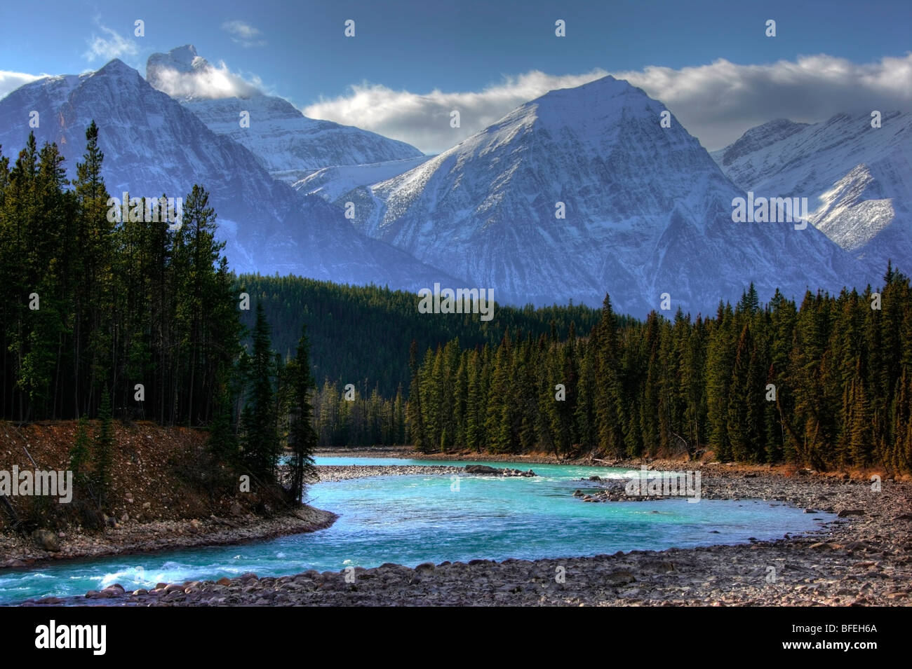 Athabasca River along the Columbia Icefields Parkway in Jasper National