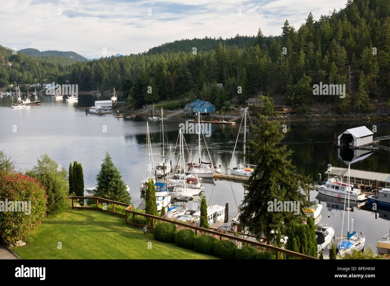 View of Pender Harbour from Madeira Park after sunrise on the Sunshine