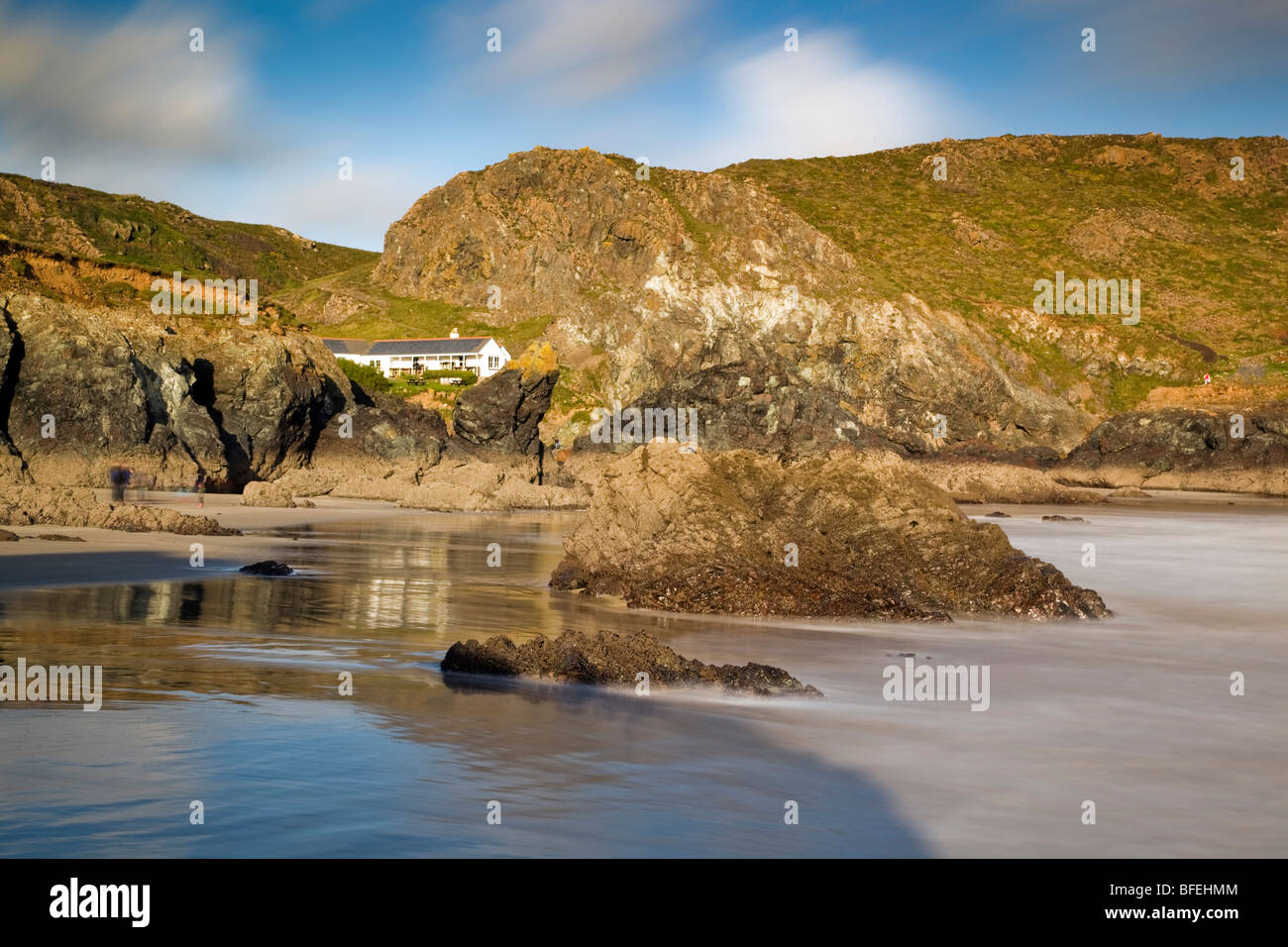 Kynance cove; with shadows on the shore; Cornwall Stock Photo