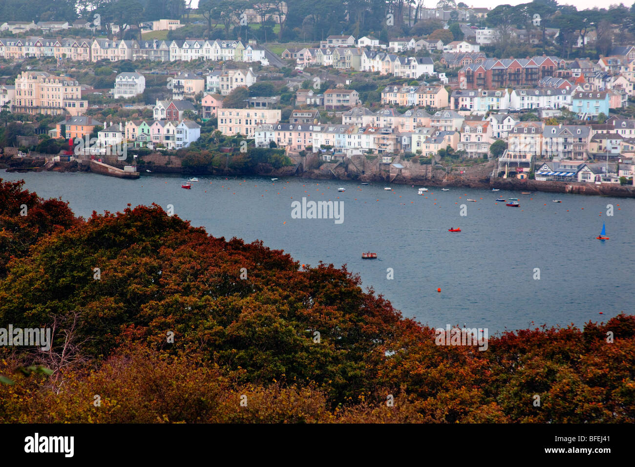 Fowey; from Polruan on the opposite bank of the river Fowey; Cornwall Stock Photo