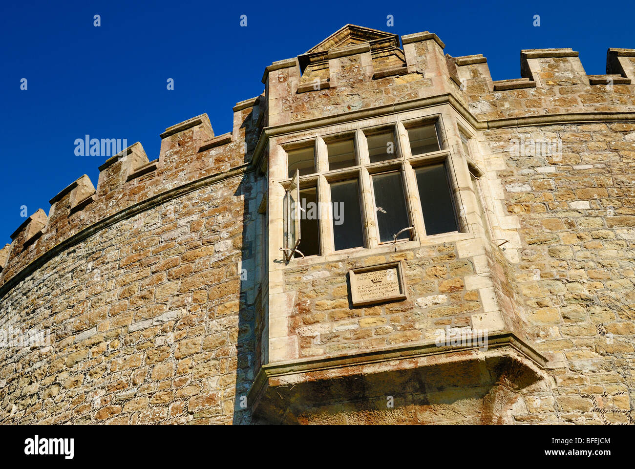 Walmer Castle, Kent, UK. Low angle view of the fortified entrance gate. Stock Photo