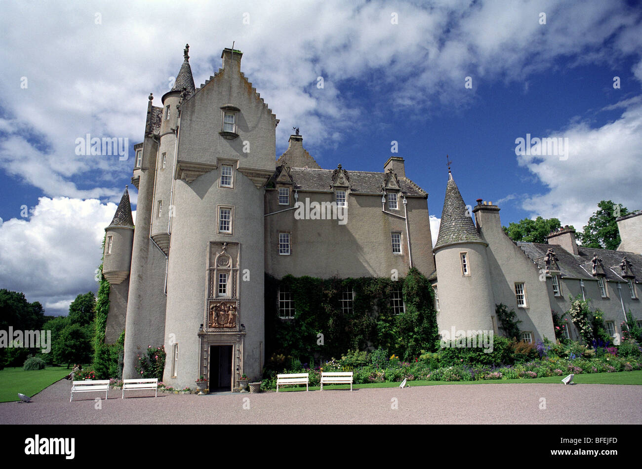 Ballindalloch Castle (also known as The Pearl of the North)  castle near Grantown-on-Spey, in the Moray region of scotland Stock Photo