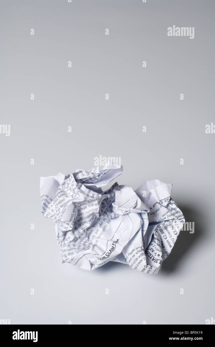 A crumpled up document Stock Photo