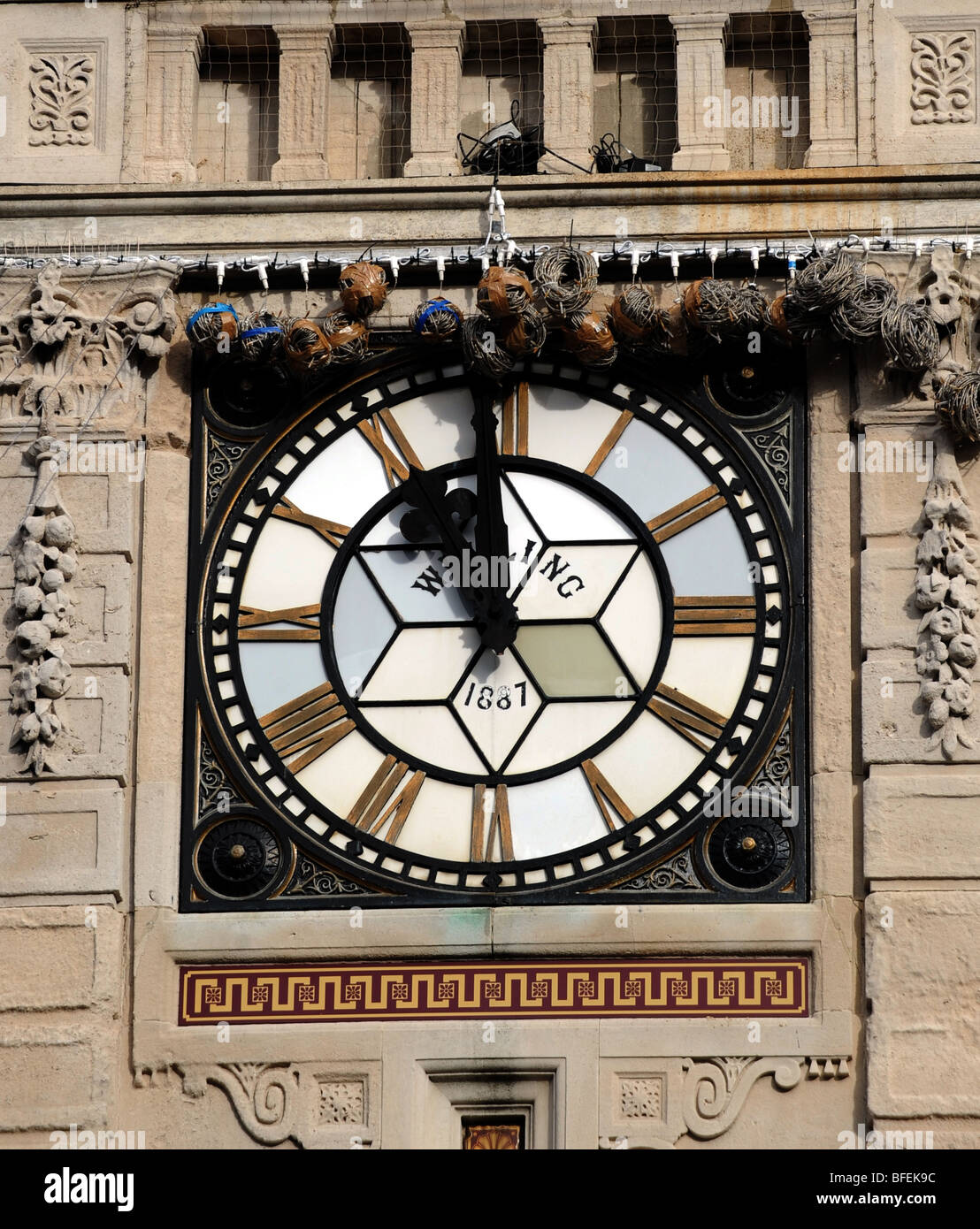 The clocktower in Brighton city centre showing the time 11 o'clock the eleventh hour on the 11th November Armistice Day Stock Photo