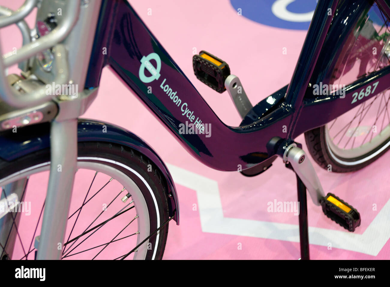 TFL Cycle Hire bike, public bicycle sharing scheme which will launch in London 2010. Cycle Show. London 2009. Stock Photo