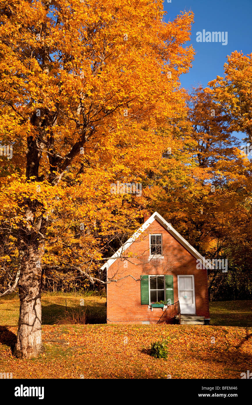 Small house in autumn in Pomfret Vermont USA Stock Photo