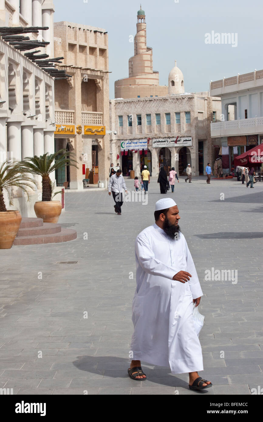 Souq Waqif and Minaret of FANAR the Qatar Islamic Cultural Center in Doha Qatar Stock Photo
