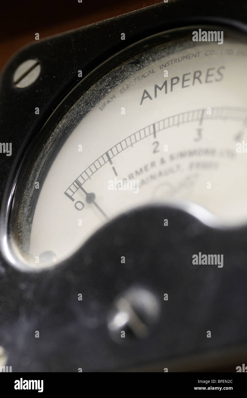 Ammeter gauge with needle reading 300mA or 0.3 Amps Stock Photo