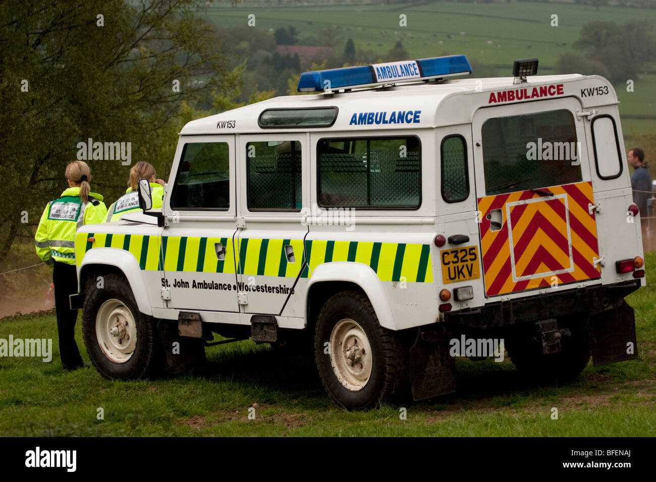 Landrover ambulance at motor sport event, England UK Stock Photo
