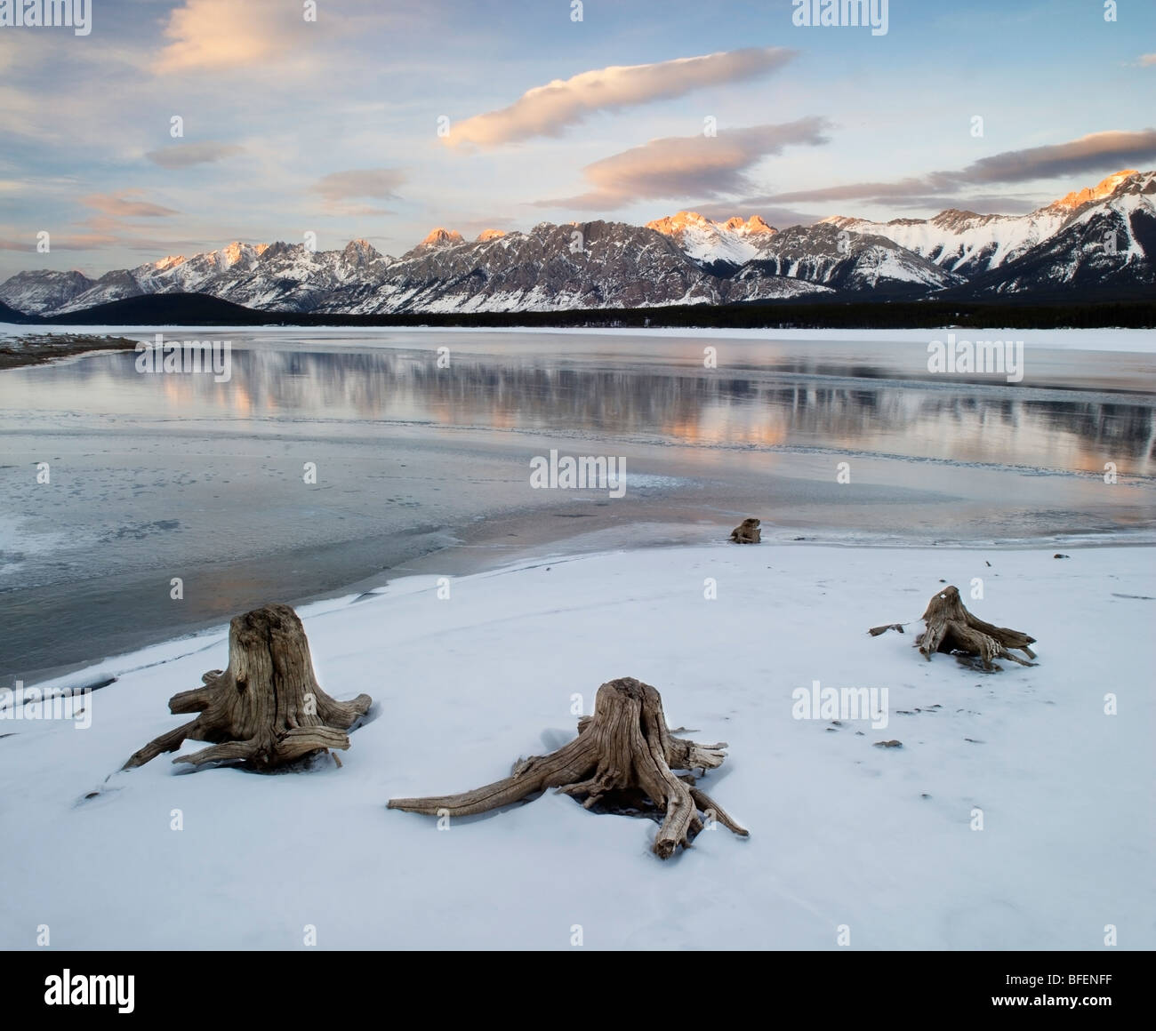 Lower Kananaskis Lake, Opal Range, Kananaskis Lakes, Kananaskis Country, Alberta, Canada Stock Photo