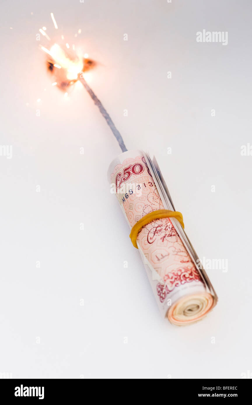 Exploding money concept Stock Photo