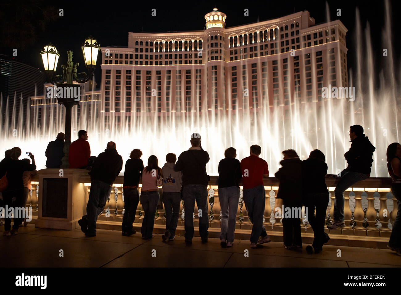 Dancing Fountains of Bellagio Night Scene Las Vegas Bellagio Hotel