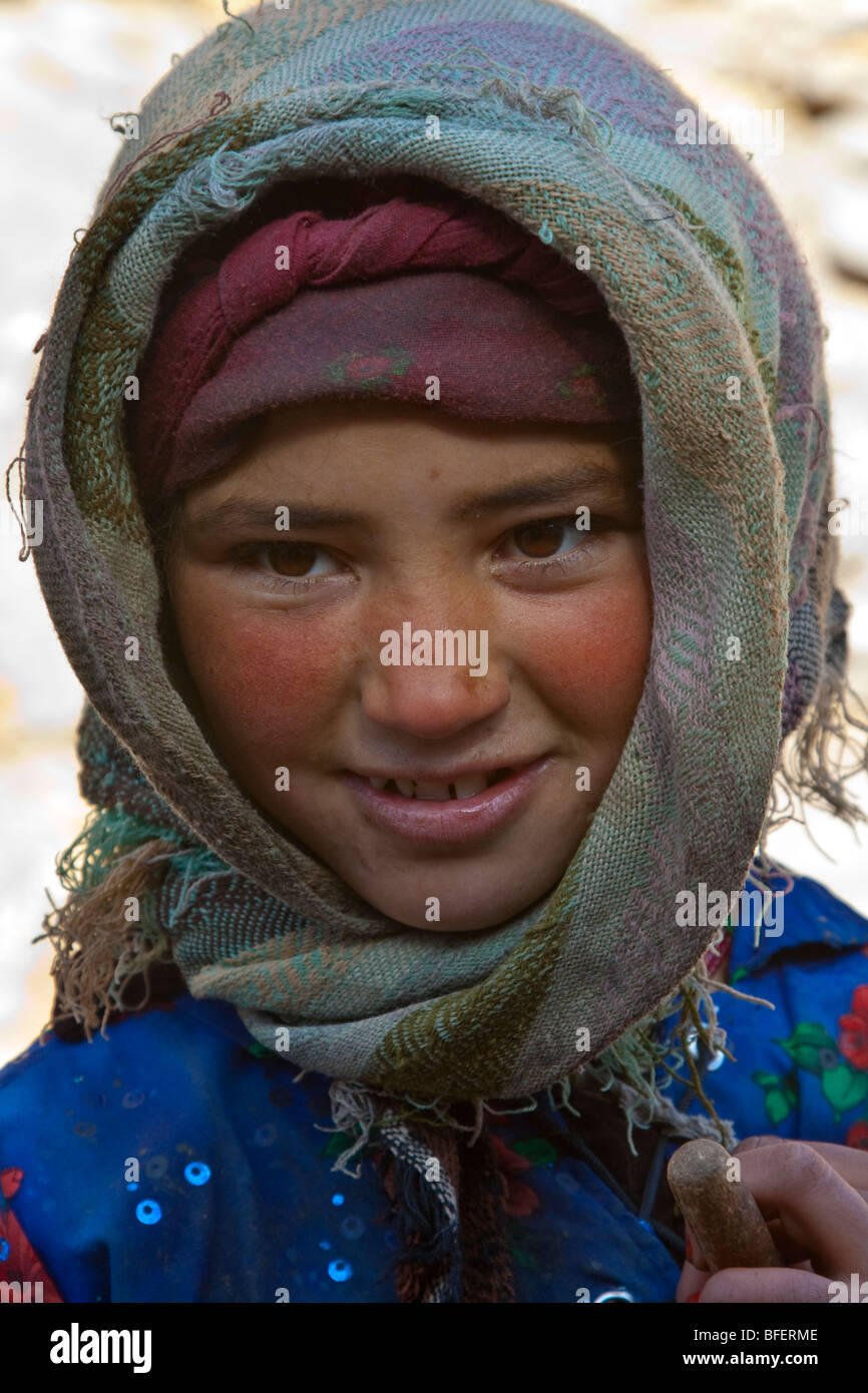 Young berber girl in Tamtattouchte in the Todra Gorge in Morocco Stock Photo