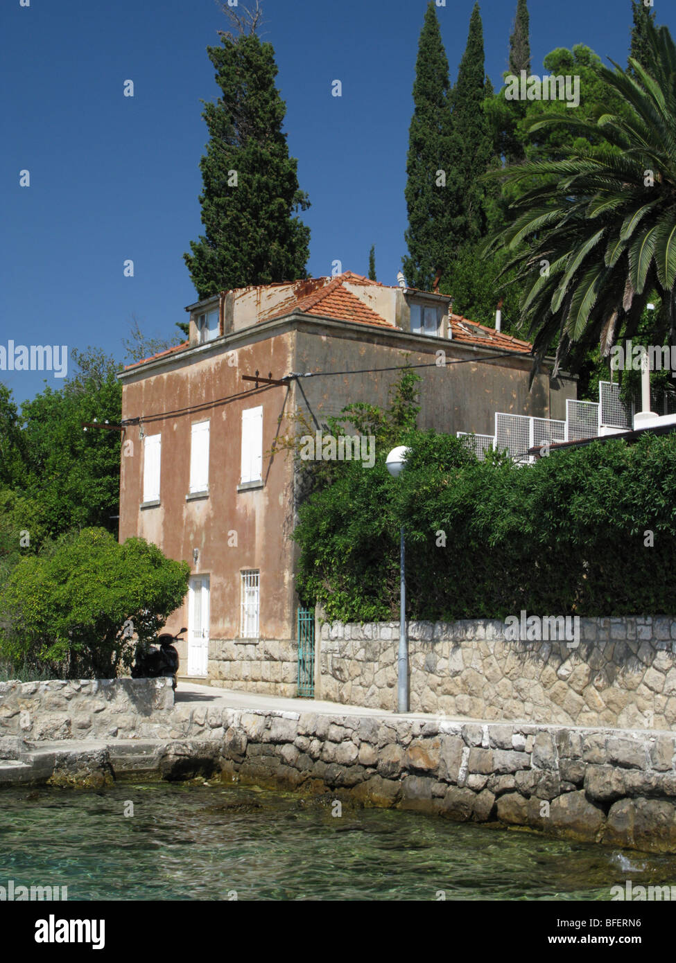 View of Donje Celo bay Kolocep Island Croatia near Dubrovnik with old