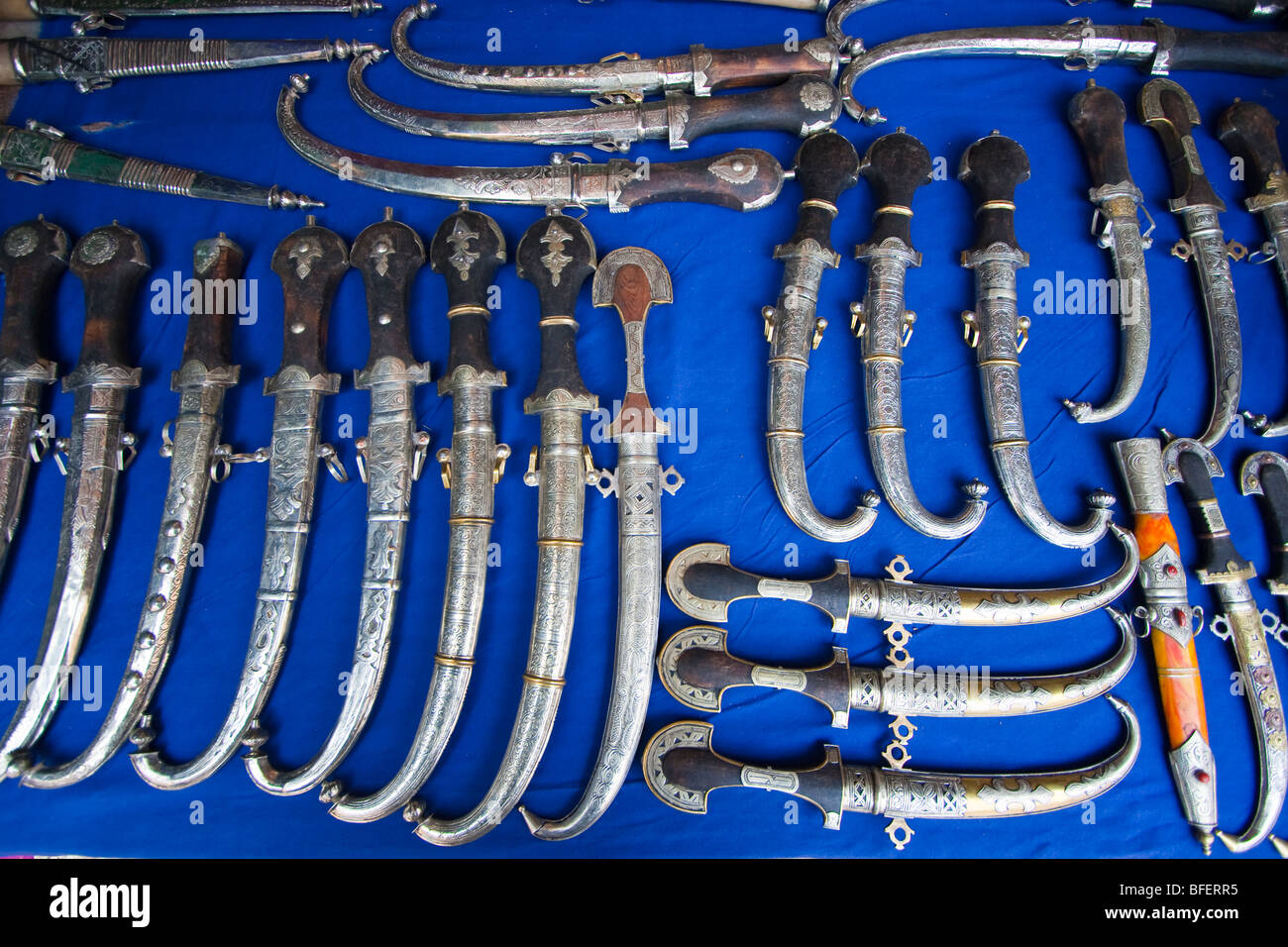 Souvenir daggers in the Todra Gorge in Morocco Stock Photo