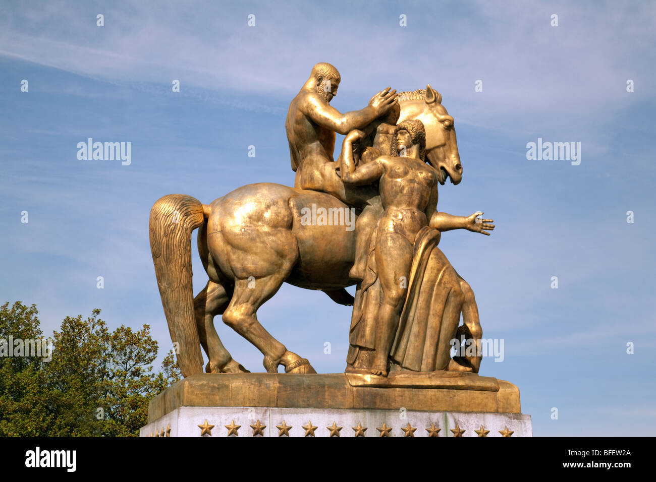 The Statue  'Sacrifice' - one of two equestrian statues at the eastern end of the Arlington Memorial Bridge Washington DC, USA Stock Photo