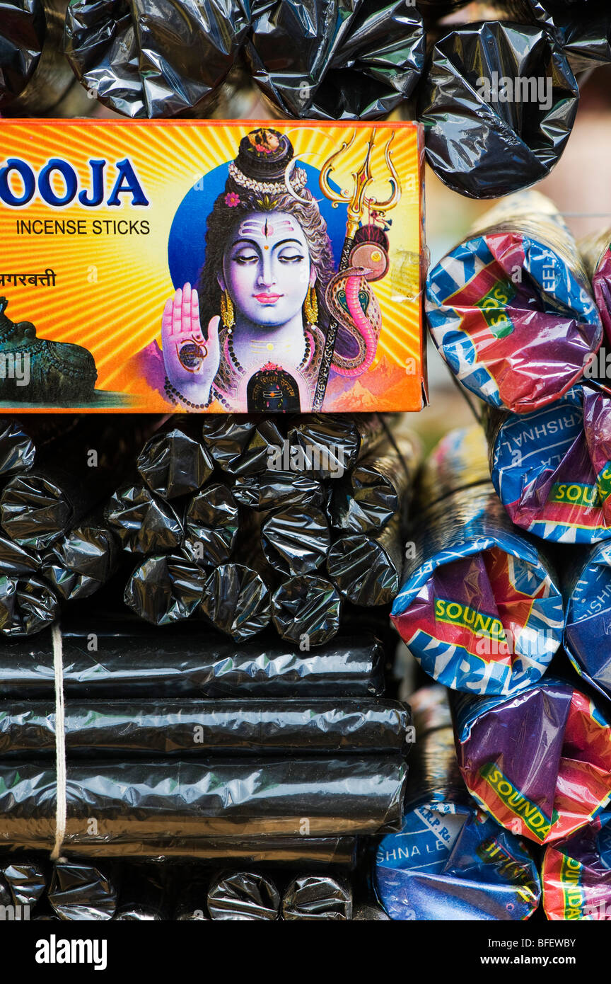 Pack of Indian Incense sticks for sale on a market stall. India Stock