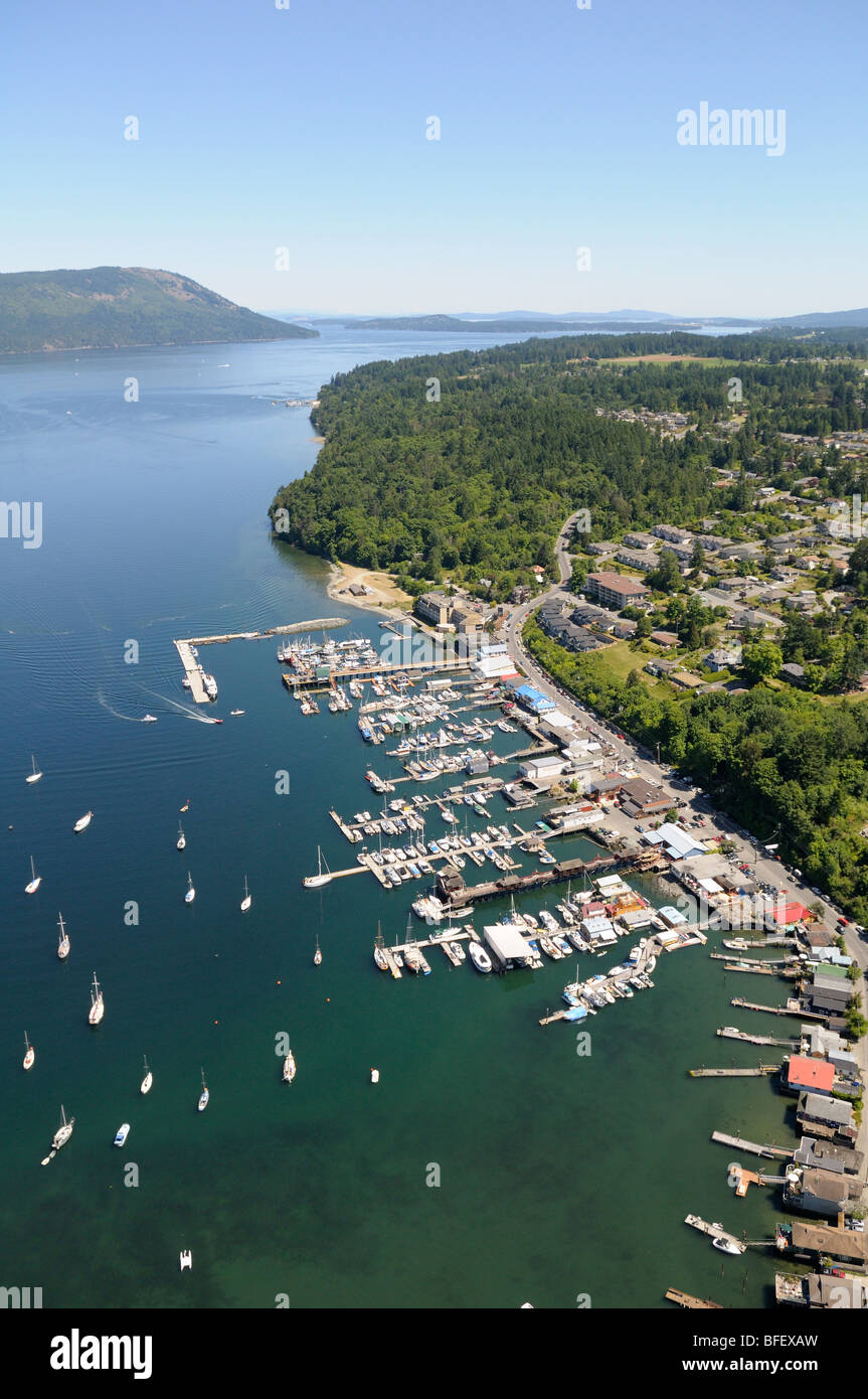Aerial photograph of Cowichan Bay, Vancouver Island, British Columbia