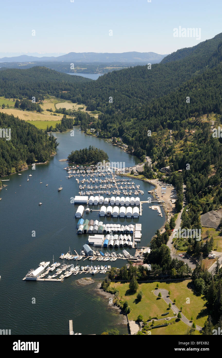 Aerial photo of Maple Bay and Maple Bay Marina, Vancouver Island