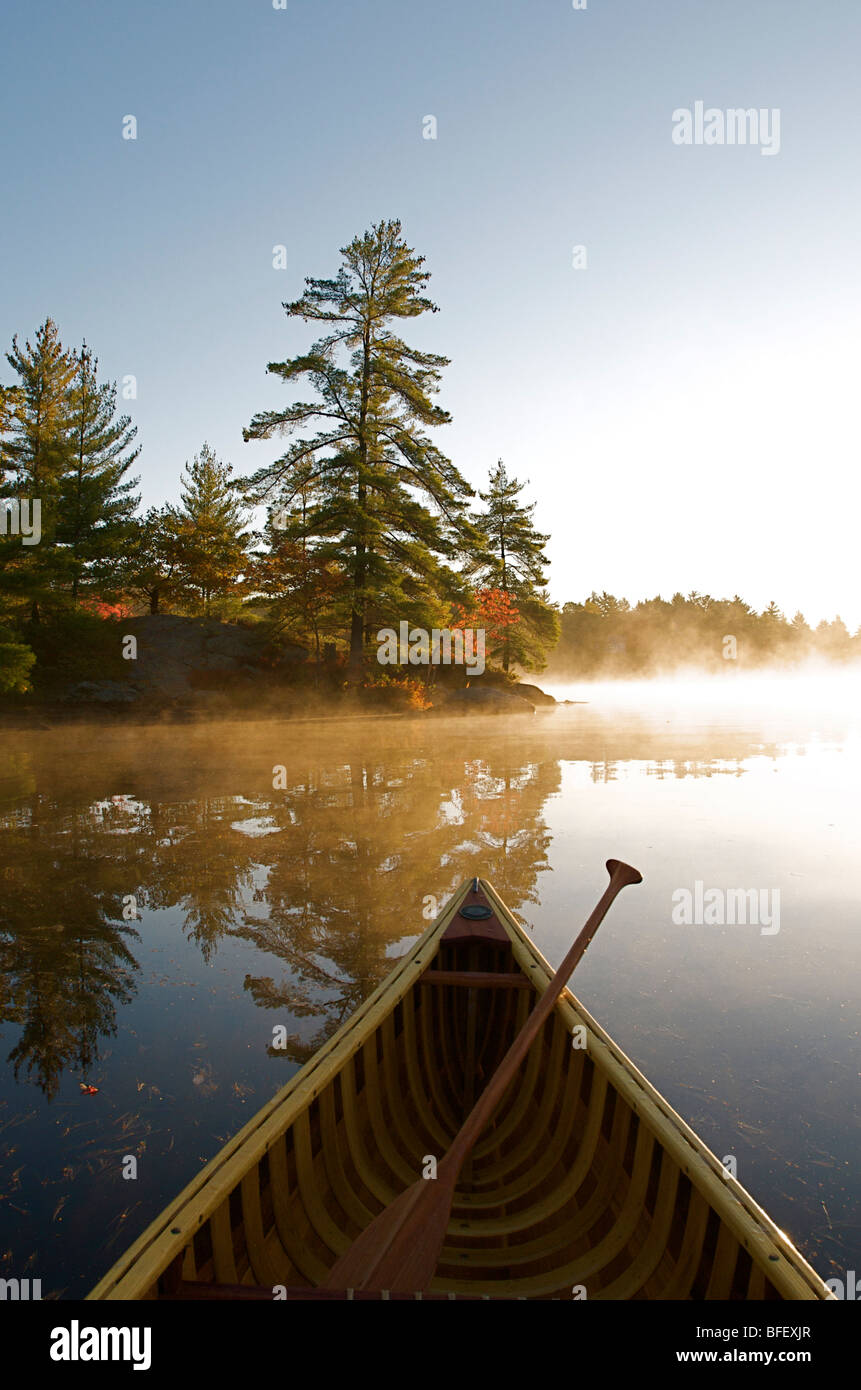 Canoe Prow, Sunrise, Kahshe Lake, Muskoka, Ontario Stock Photo Alamy
