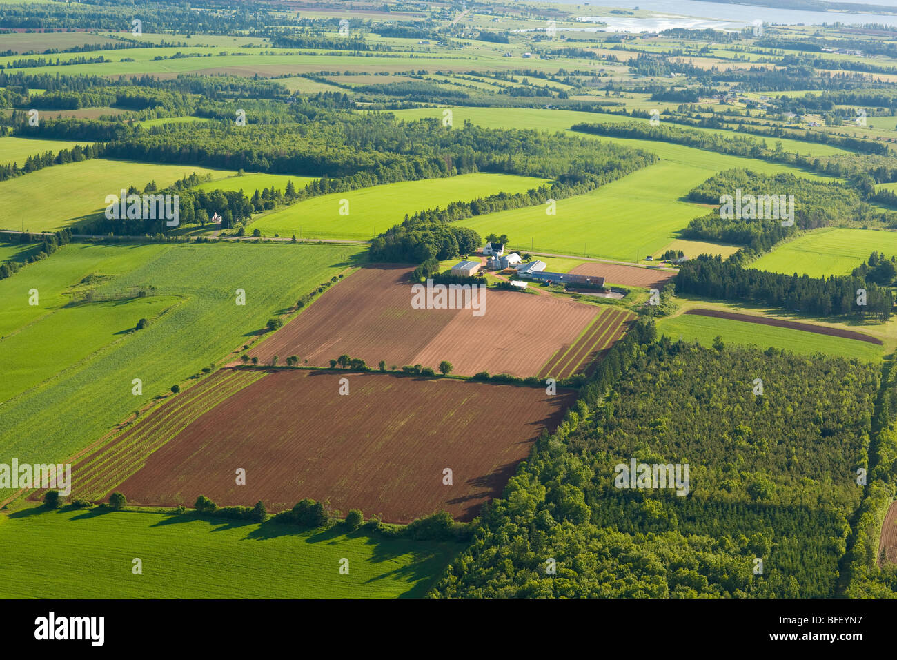 Aerial of farm, Prince Edward Island, Canada Stock Photo