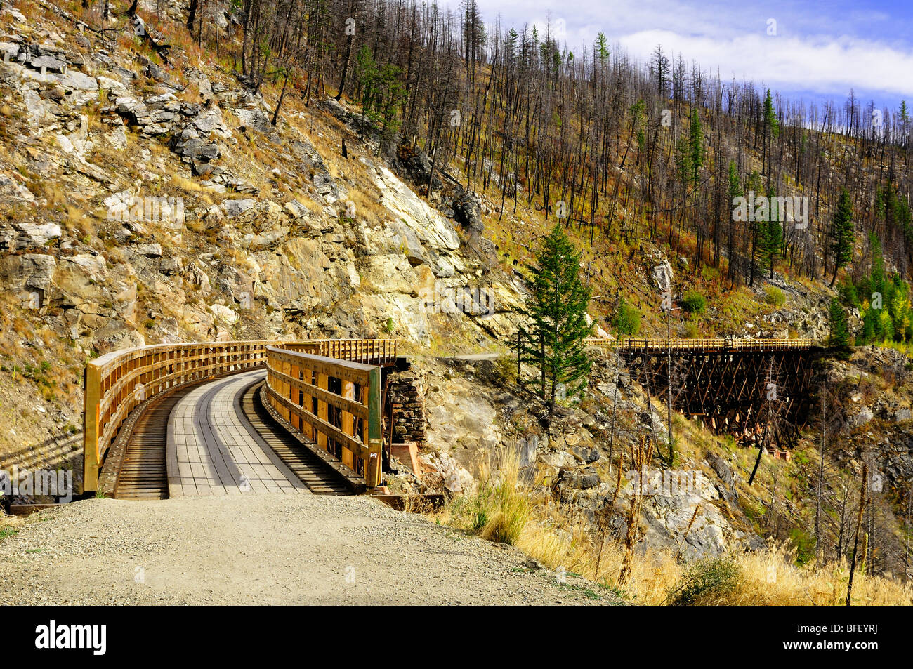 Myra Canyon Trestle 14 on old Kettle Valley Railway near Kelowna BC
