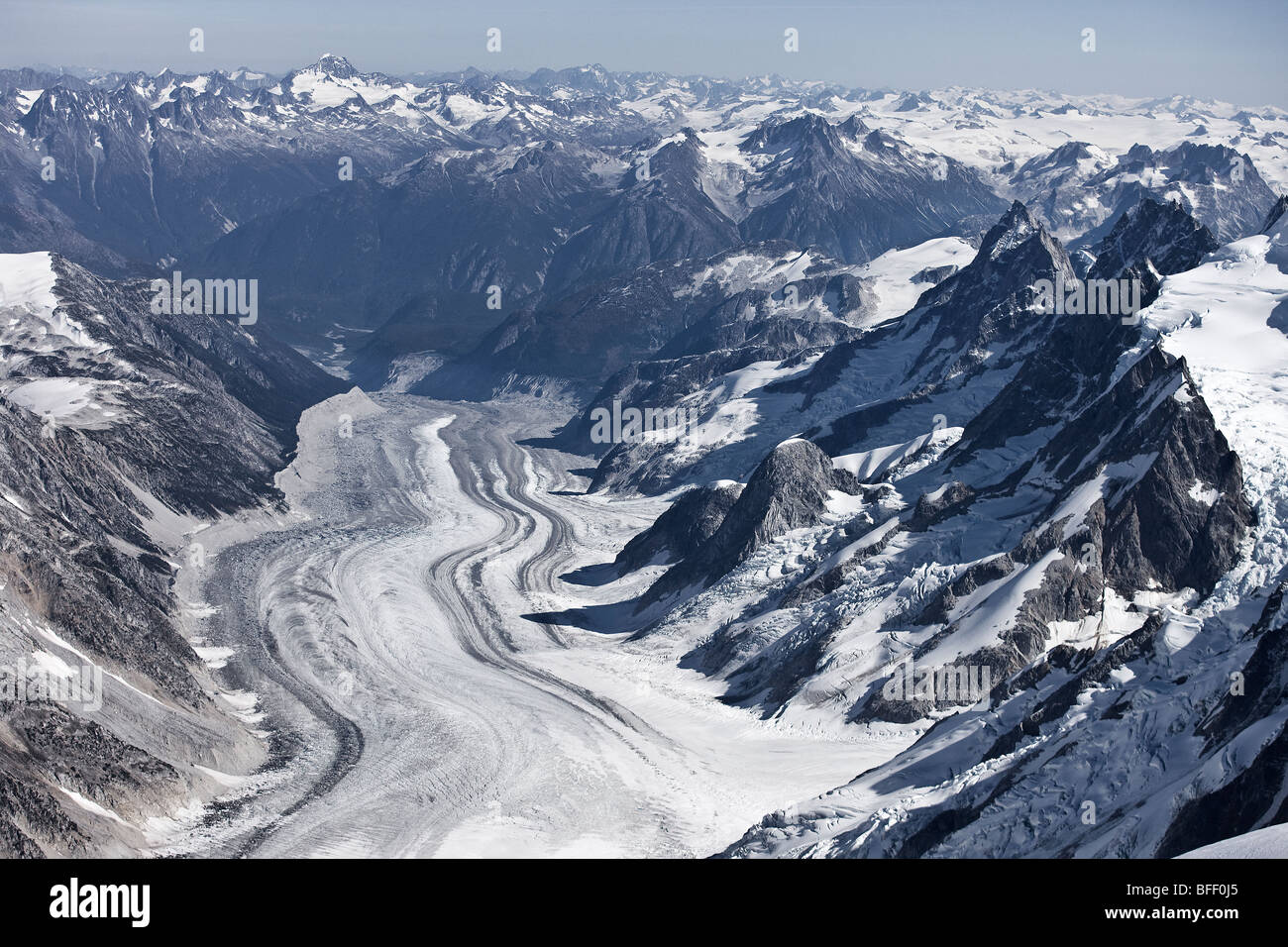a glacier in the Coast Mountaims of British Columbia Canada Stock Photo