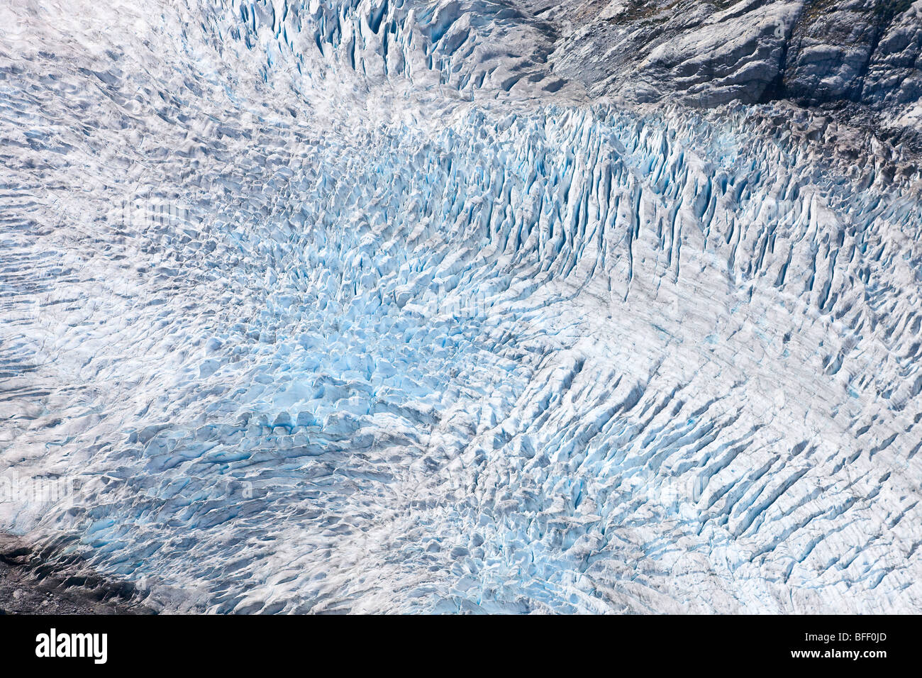 cravass field on a glacier in the Coast Mountaims of British Columbia Canada Stock Photo