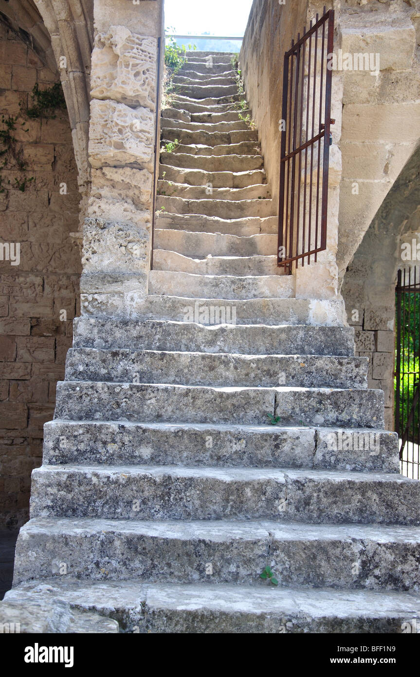 Stone steps, Bellapais Abbey, Bellapais, Kyrenia District, Northern Cyprus Stock Photo