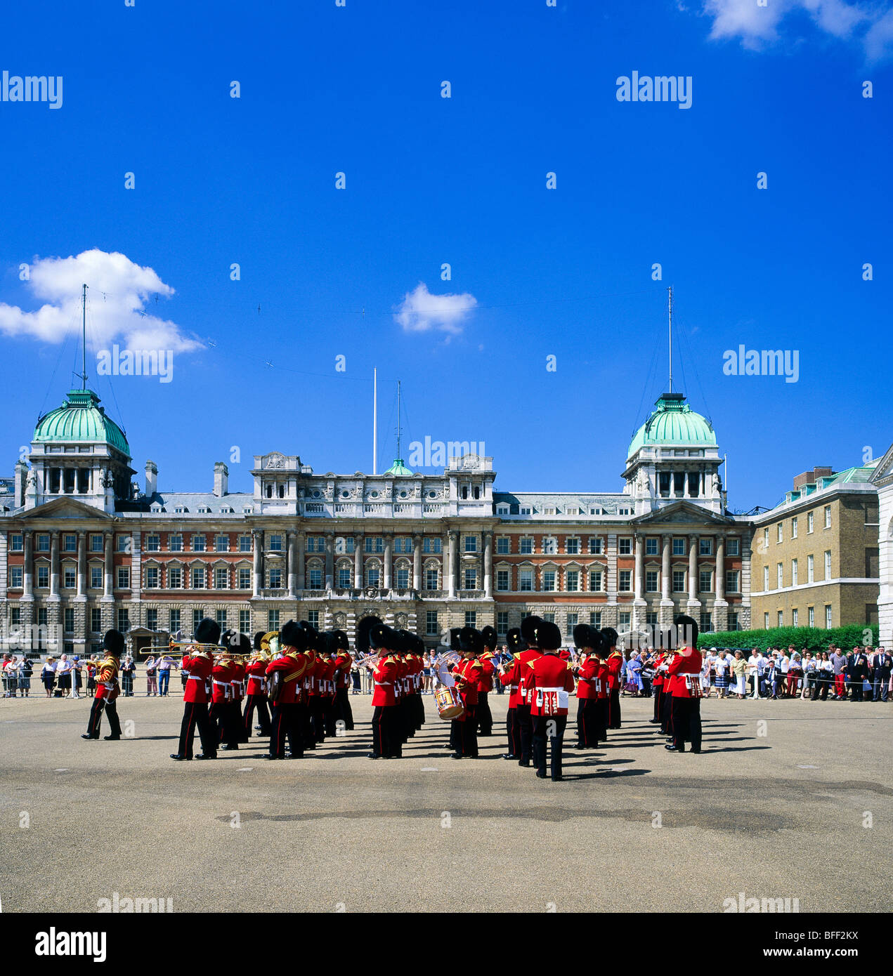 Royal Welsh guards marching band and old Admiralty building Whitehall London Great Britain Stock Photo