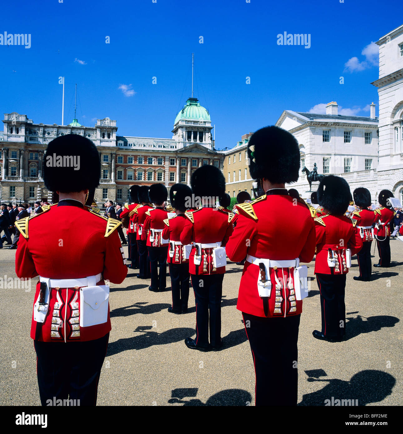 Royal Welsh guards marching band Whitehall London Great Britain Stock Photo