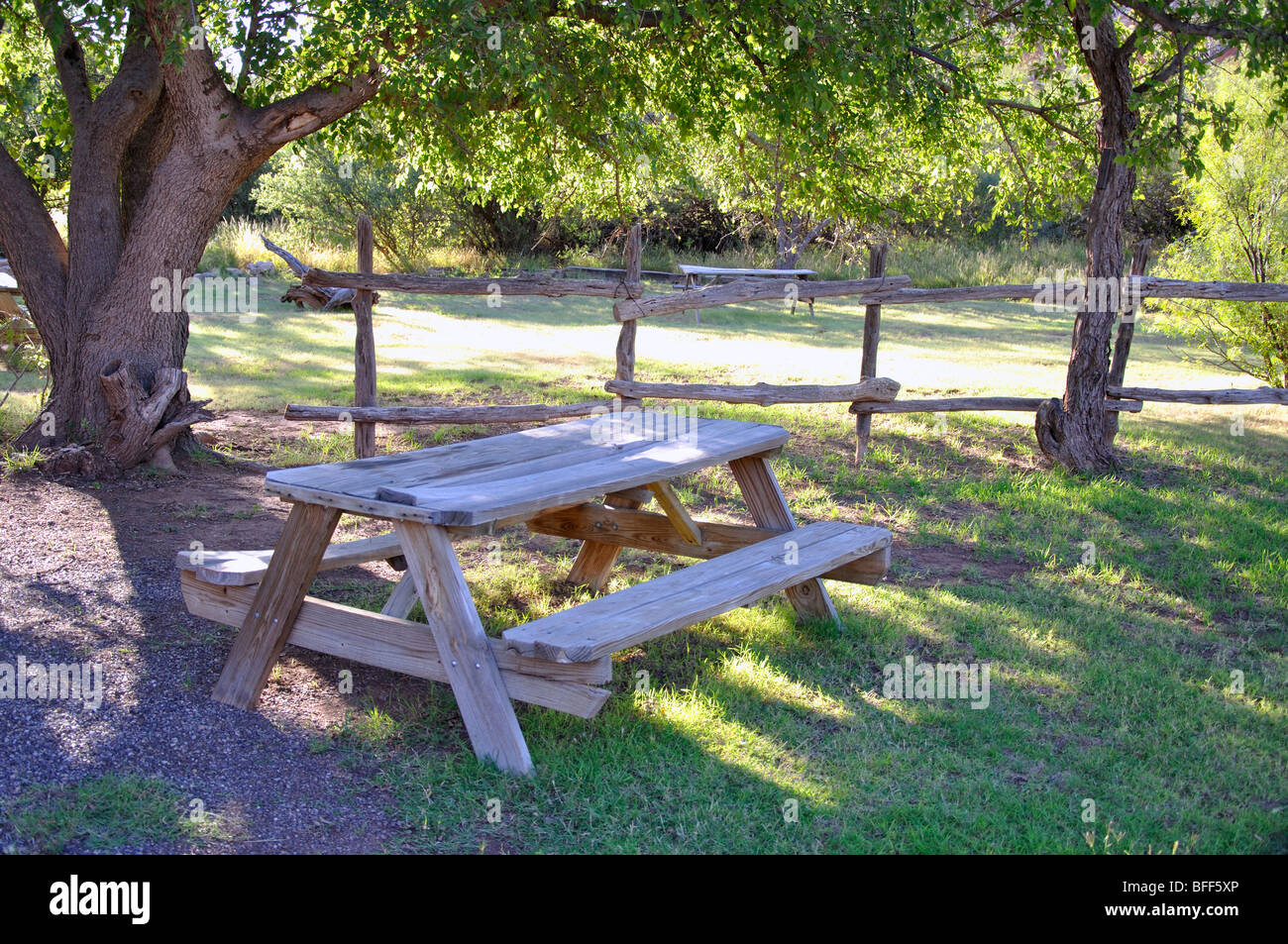 Picnic table in park Stock Photo