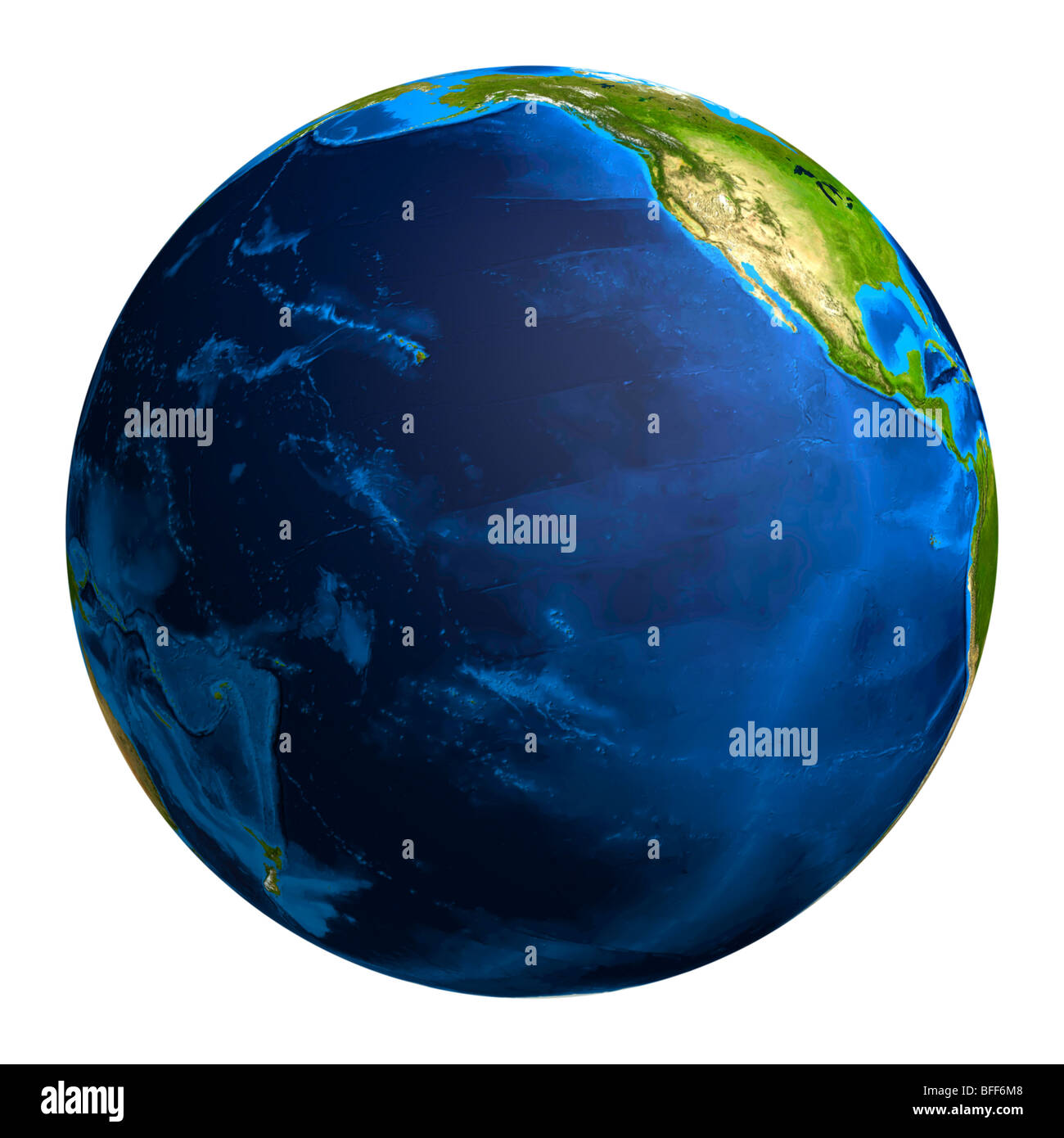 Earth globe showing the surface of the Pacific ocean Stock Photo