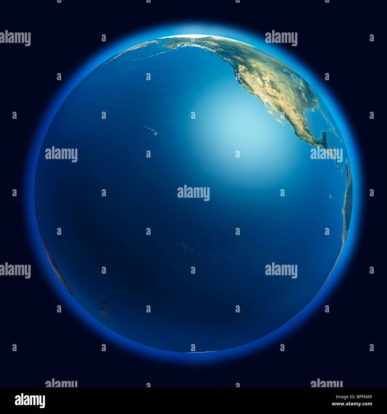 Earth globe from space showing the Pacific ocean Stock Photo