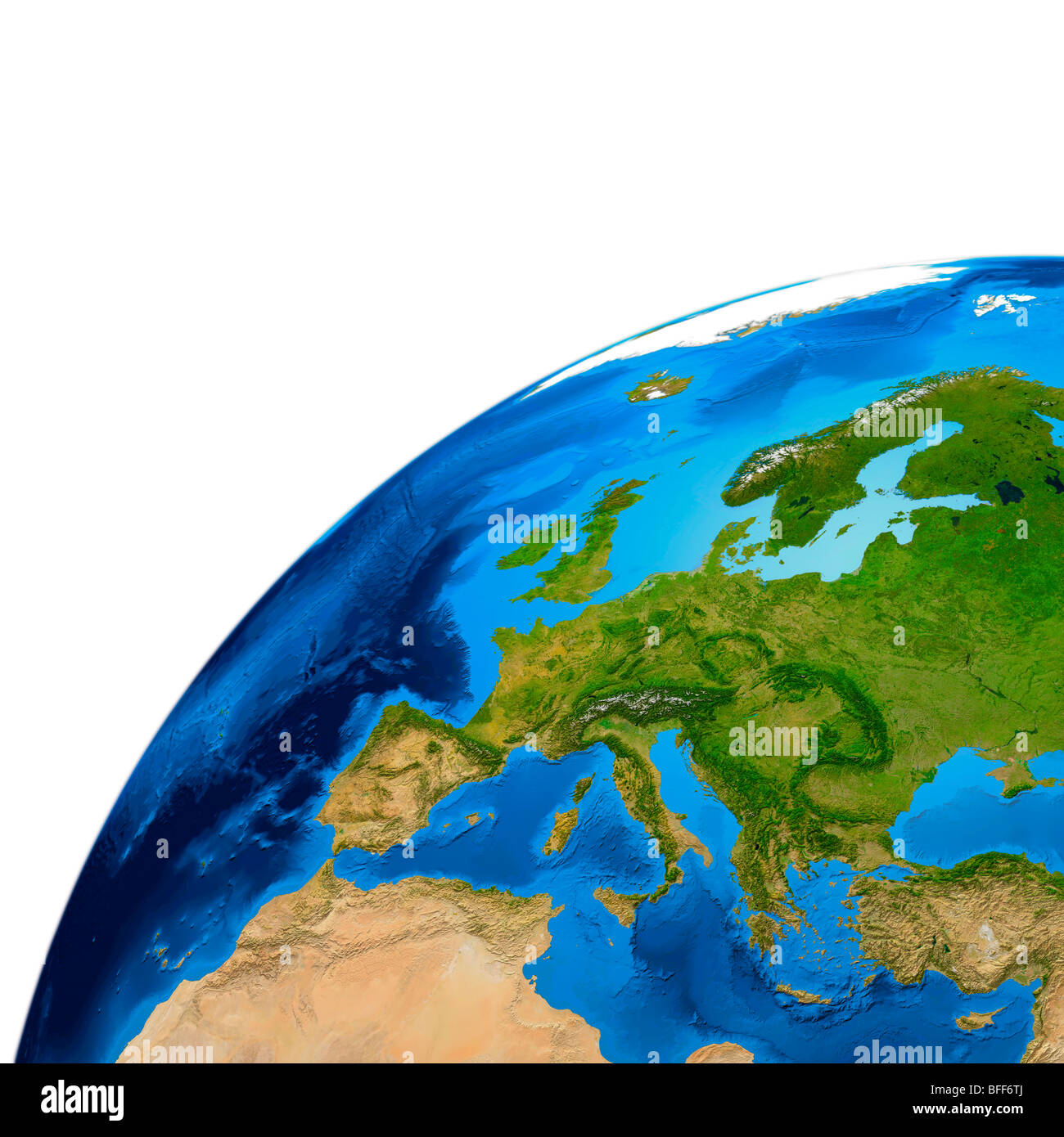 View of the Earth globe from space showing European continent Stock Photo