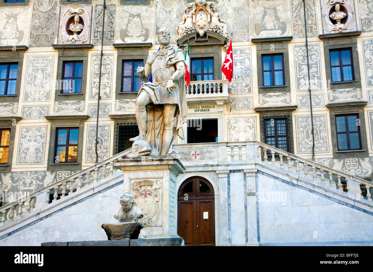 The facade of the Scuola Normale Superiore at the University in Pisa, Tuscany, Italy Stock Photo
