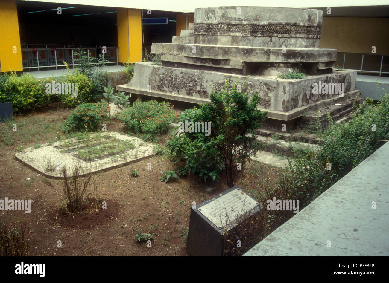 Aztec ruins in the Pino Suarez Metro subway station, Mexico City Stock Photo