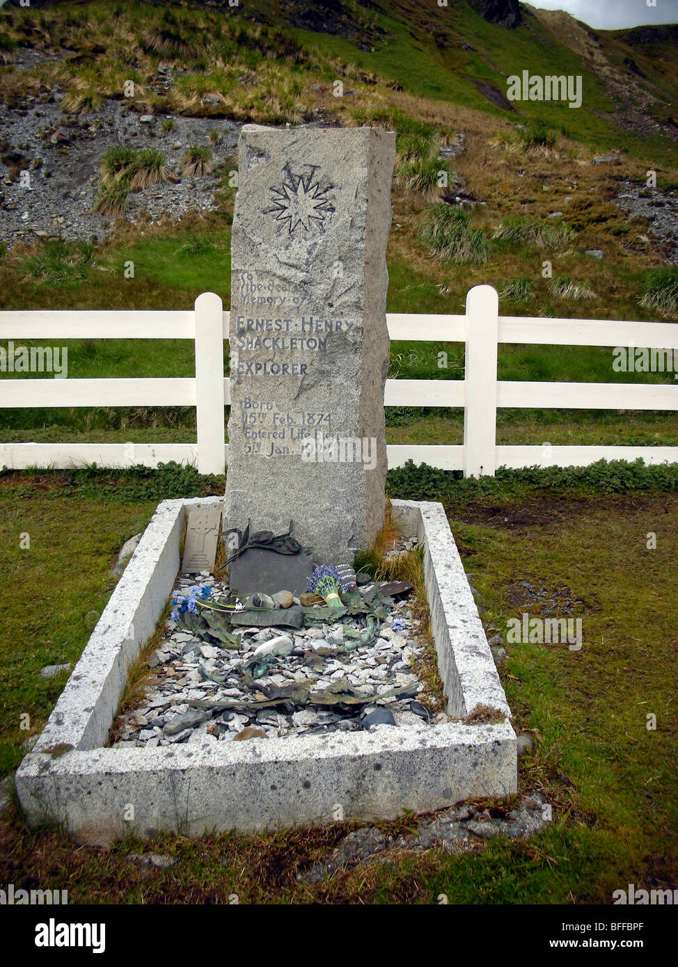 South Atlantic South Georgia Shackleton Grave Grytviken Stock Photo