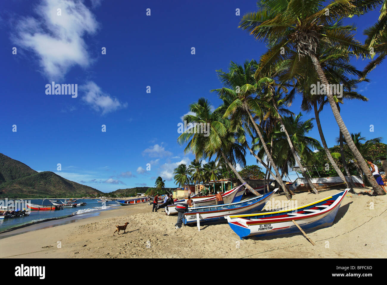 Fishing boats at Playa Galera, Juangriego, Isla Margarita, Nueva ...