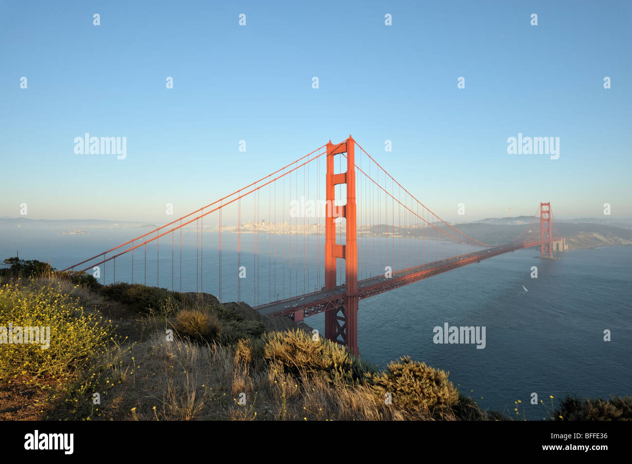 View of the Golden gate bridge from the Marin headlands Stock Photo