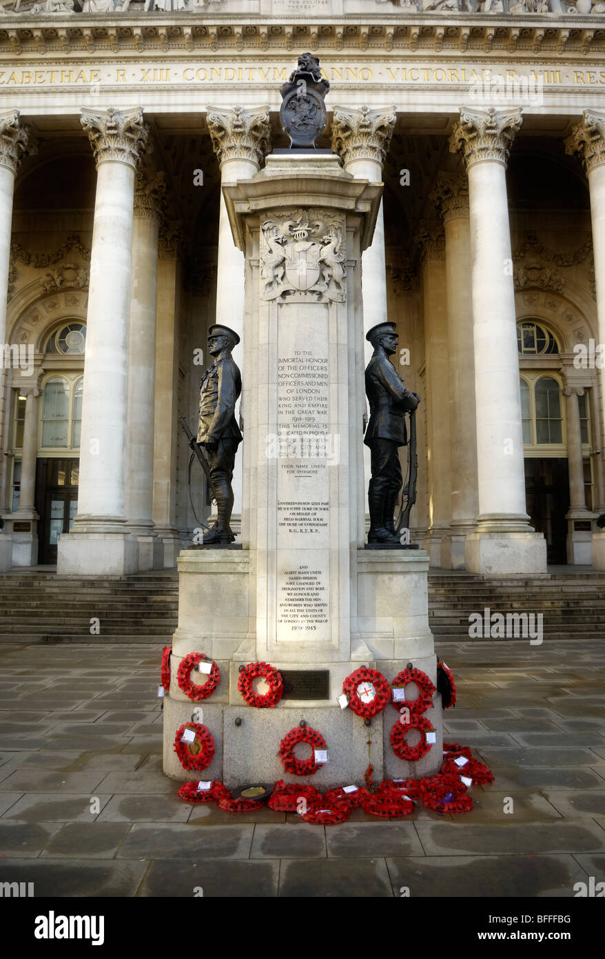War Memorial at The Royal Exchange, Bank, City of London Stock Photo