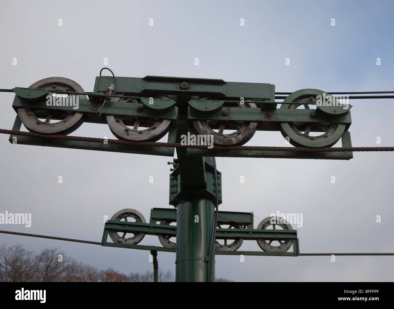 Cables holding up a chairlift Stock Photo Alamy