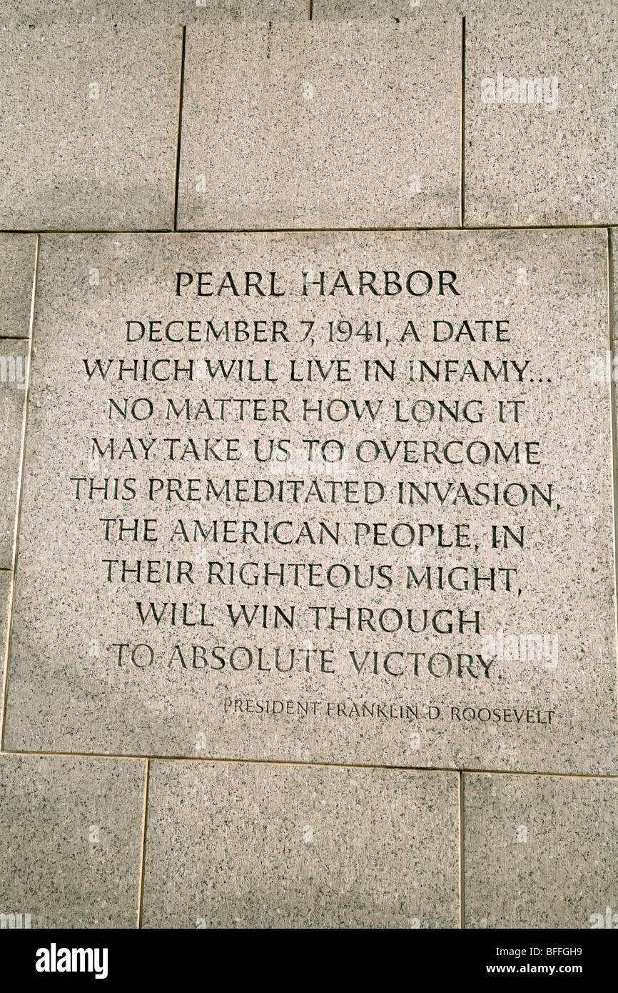 Pearl Harbour memorial, The World War 2 Memorial, Washington DC, USA Stock Photo