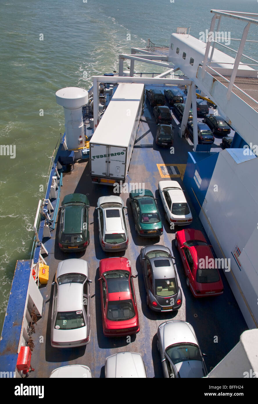 Cars on outside deck on a Cross Channel Ferry, Calais-Dover Route, English  Channel Stock Photo - Alamy