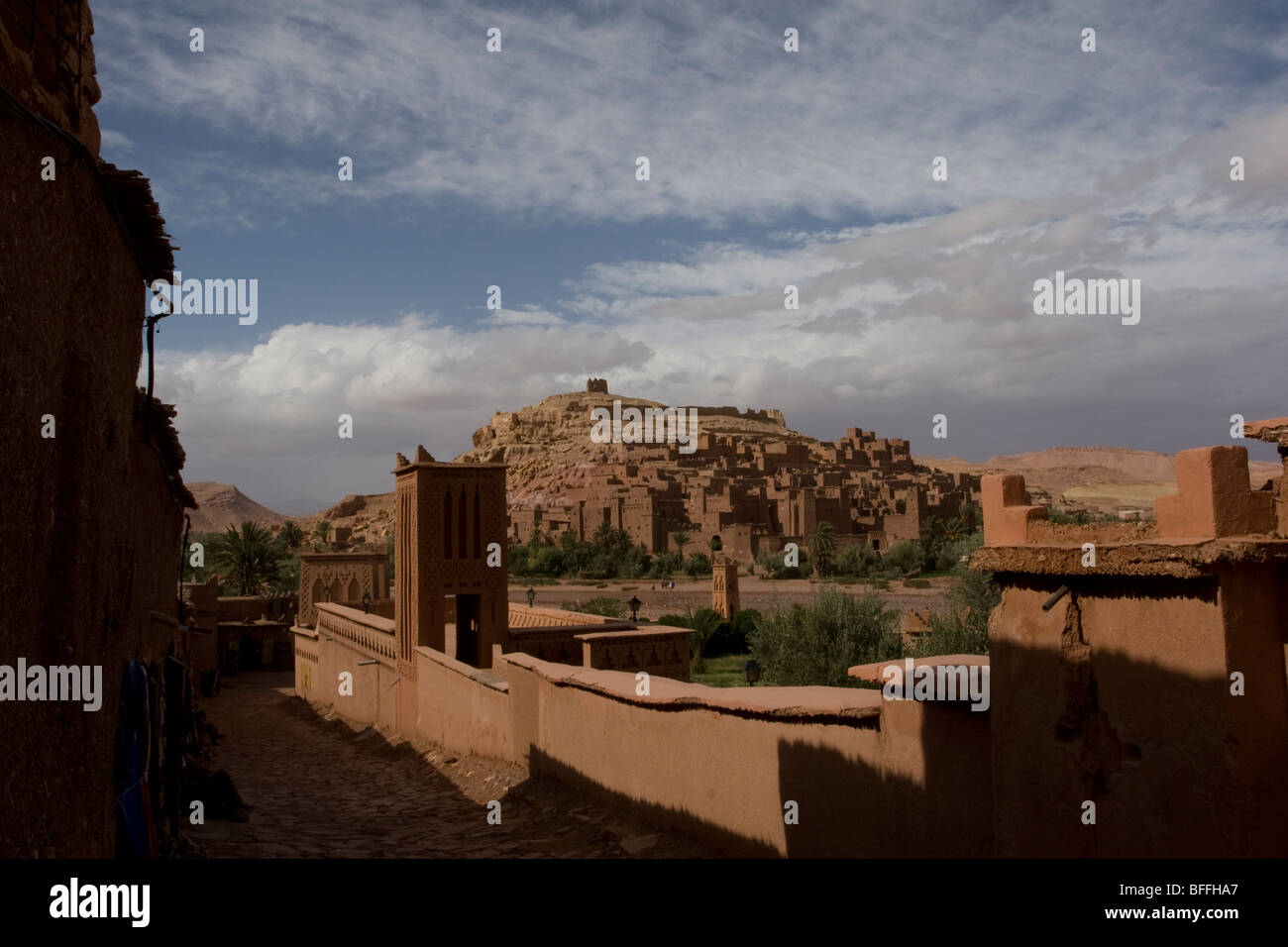 The 11th century kasbah of Ait Benhaddou has been used as backdrop for movies, including Lawrence of Arabia and Gladiator Stock Photo