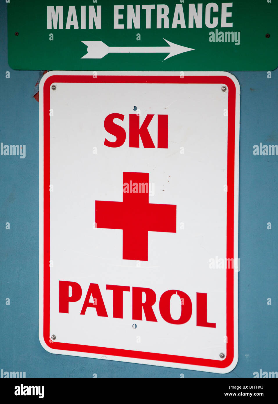 Ski patrol sign Stock Photo - Alamy