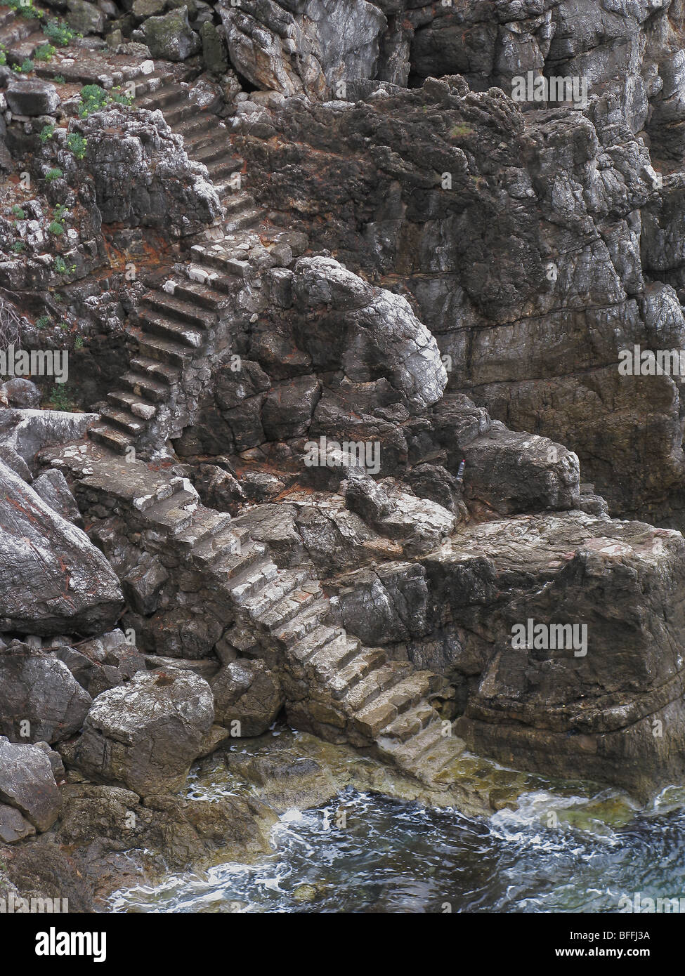 Stone staircase down the cliffs to the sea Gornje Celo Kolocep